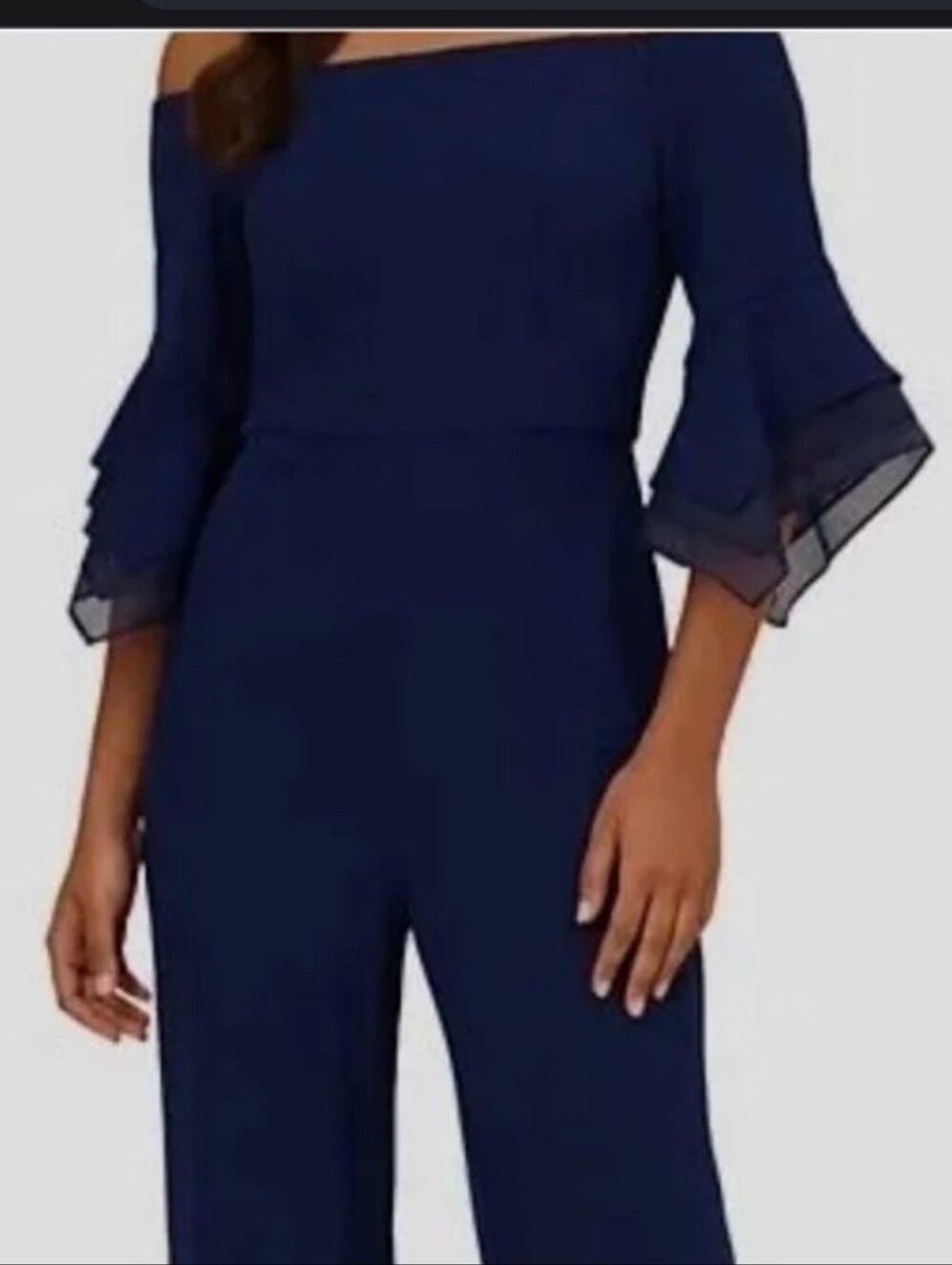 Adrianna Papell Navy Wide-Leg Jumpsuit with Layered Bodice